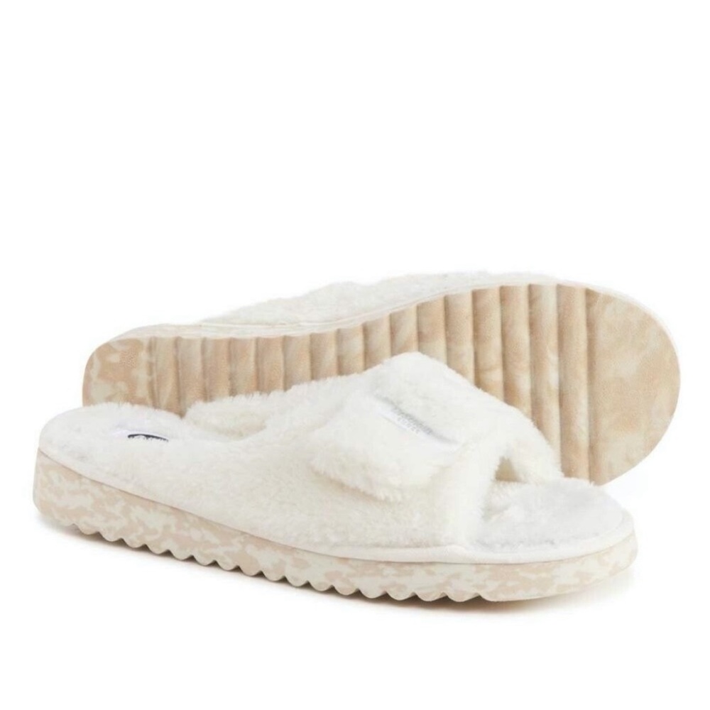๐ Dr. Scholl's Staycay OG White Faux Fur Sherpa Slide Sandals Slippers, Size 6 - Picture 3 of 13